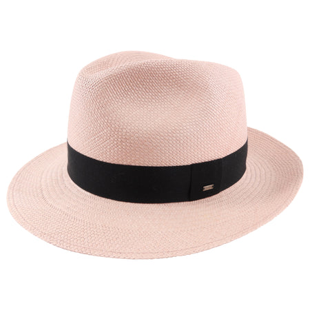 Saint Laurent Pink Straw Waikiki Fedora Hat - L