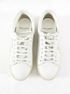 Saint Laurent White Leather Embroidered Logo Low Sneakers - 36