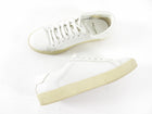 Saint Laurent White Leather Embroidered Logo Low Sneakers - 36