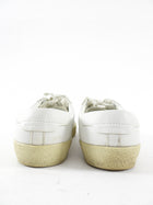 Saint Laurent White Leather Embroidered Logo Low Sneakers - 36