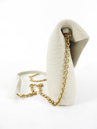 Saint Laurent Ivory Grained Leather Cassandre Chain Pouch