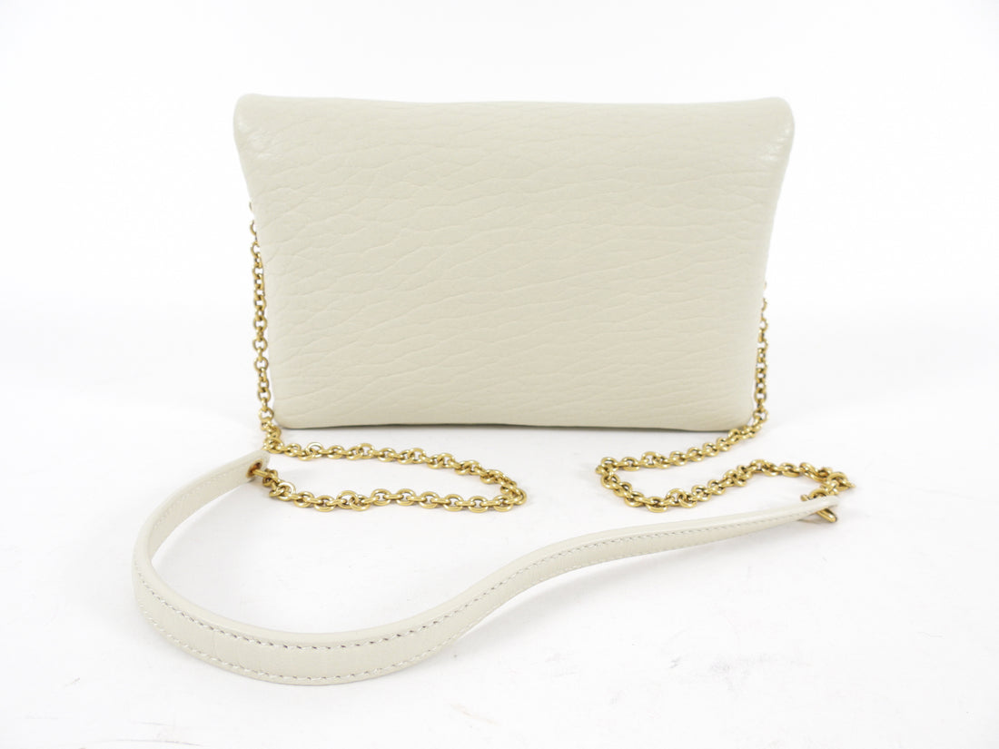 Saint Laurent Ivory Grained Leather Cassandre Chain Pouch