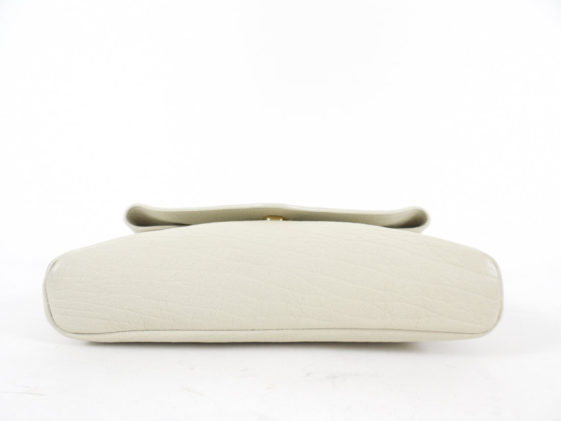 Saint Laurent Ivory Grained Leather Cassandre Chain Pouch