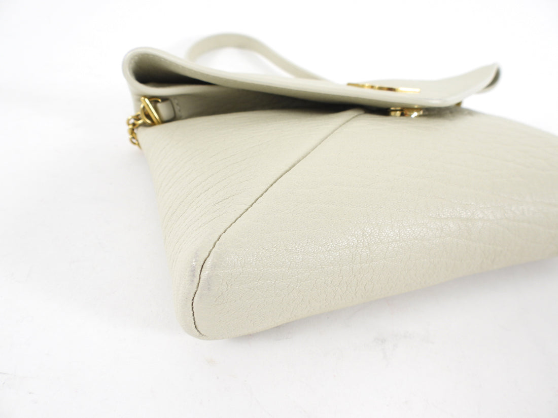 Saint Laurent Ivory Grained Leather Cassandre Chain Pouch