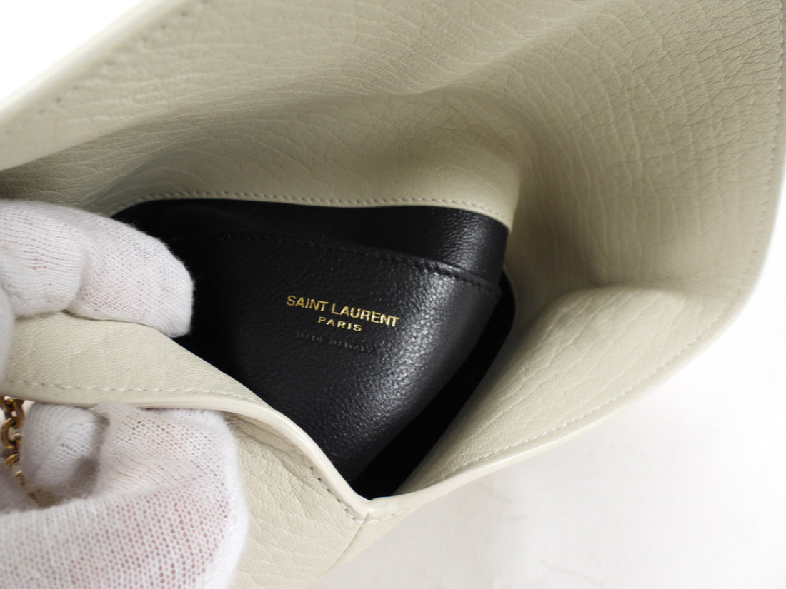 Saint Laurent Ivory Grained Leather Cassandre Chain Pouch