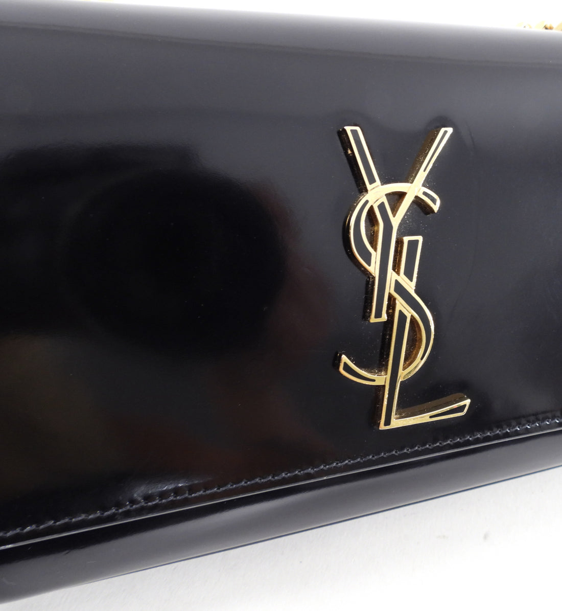 Saint Laurent Black Glossed Leather Small Kate Chain Bag