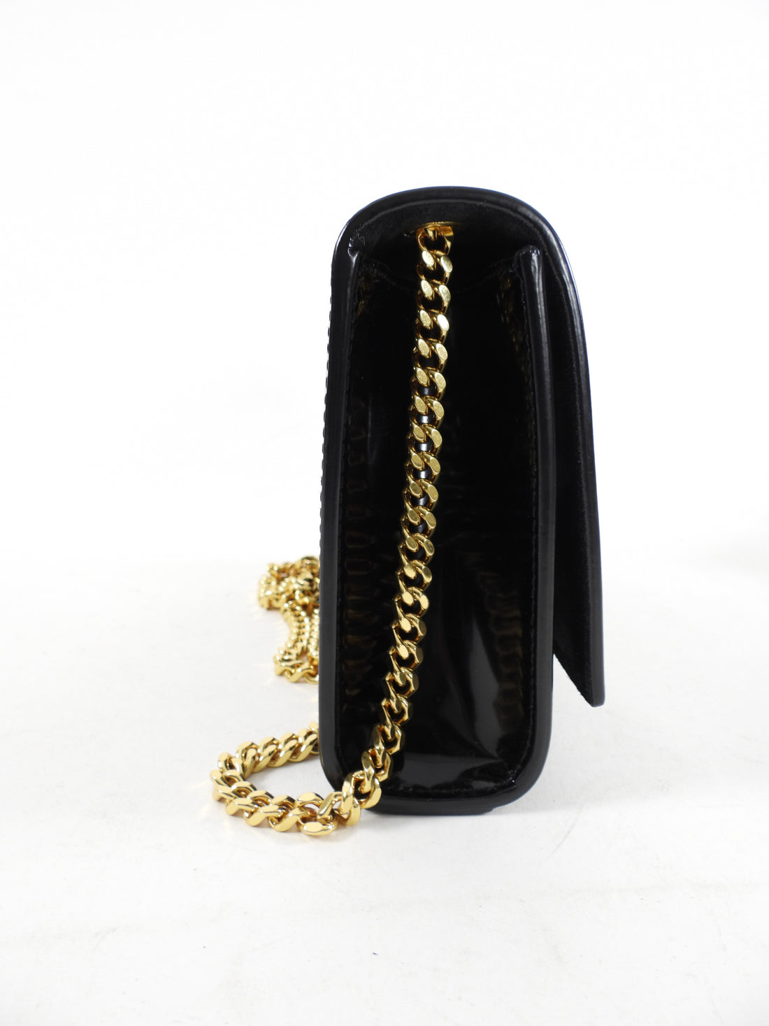 Saint Laurent Black Glossed Leather Small Kate Chain Bag