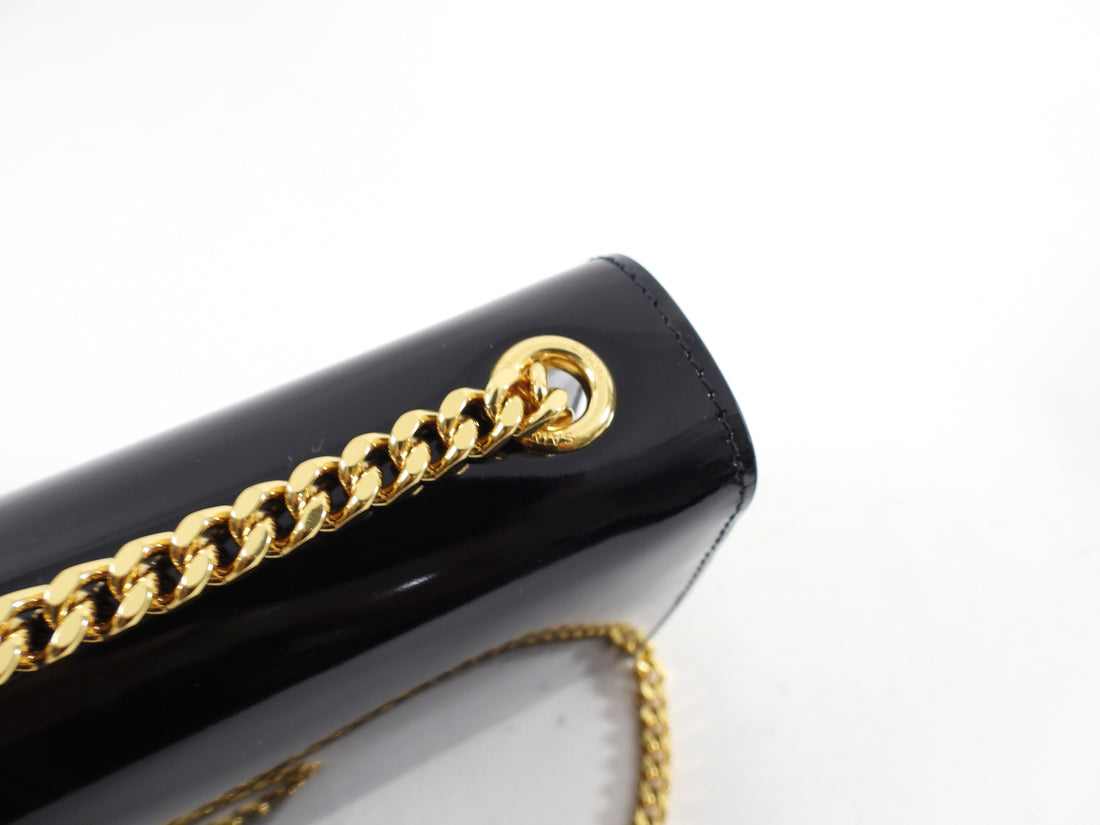 Saint Laurent Black Glossed Leather Small Kate Chain Bag