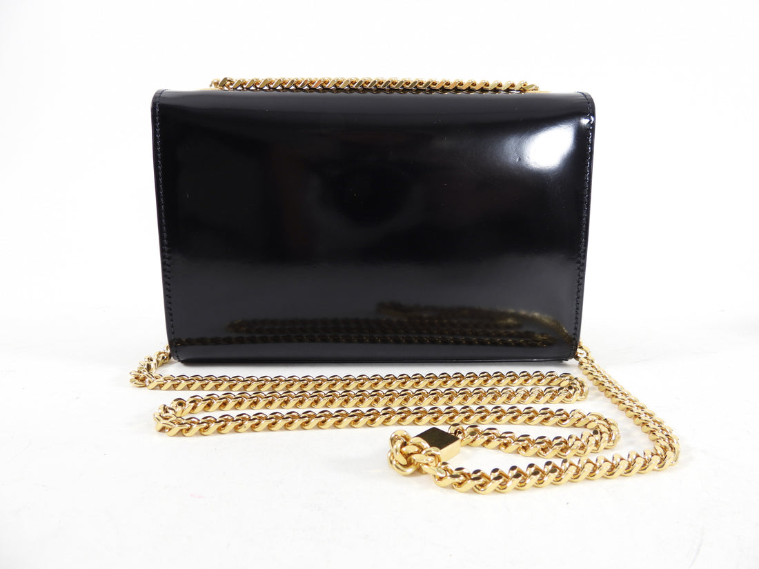 Saint Laurent Black Glossed Leather Small Kate Chain Bag