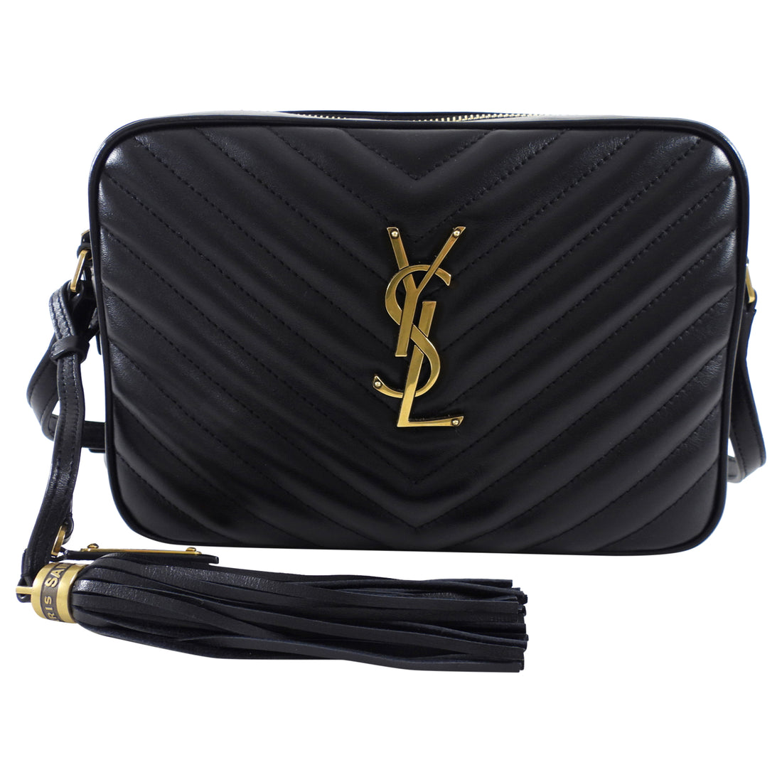 Saint Laurent Black Medium Lou Monogram Quilted Camera Bag