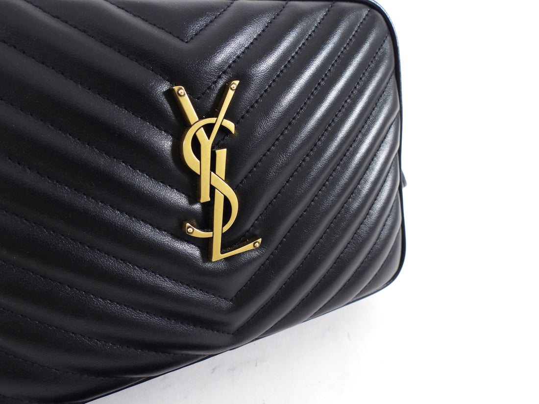 Saint Laurent Black Medium Lou Monogram Quilted Camera Bag