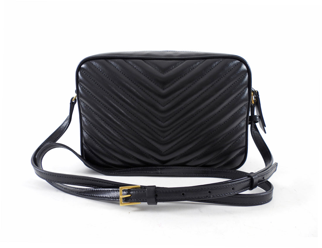 Saint Laurent Black Medium Lou Monogram Quilted Camera Bag
