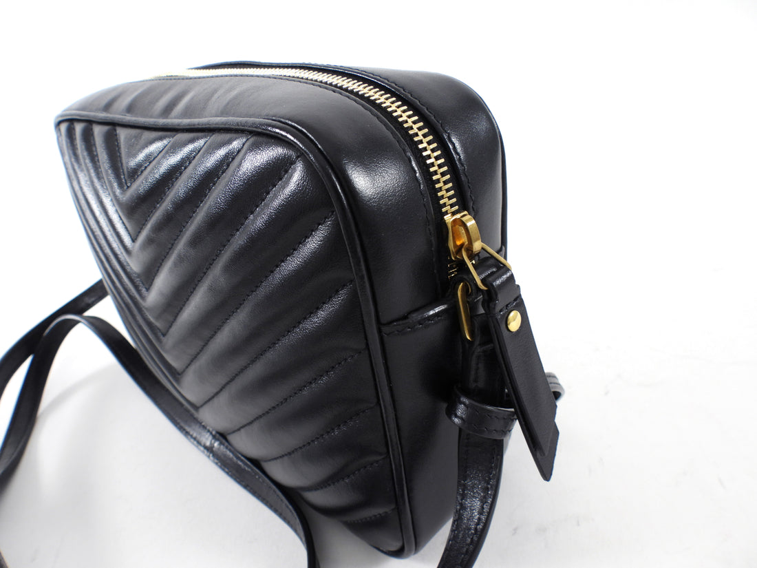 Saint Laurent Black Medium Lou Monogram Quilted Camera Bag