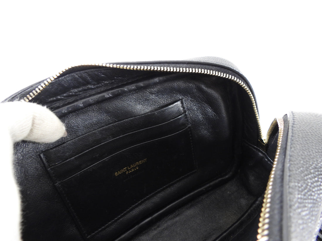 Saint Laurent Black Chevron Mini Lou Lou chain Tassel Camera Bag