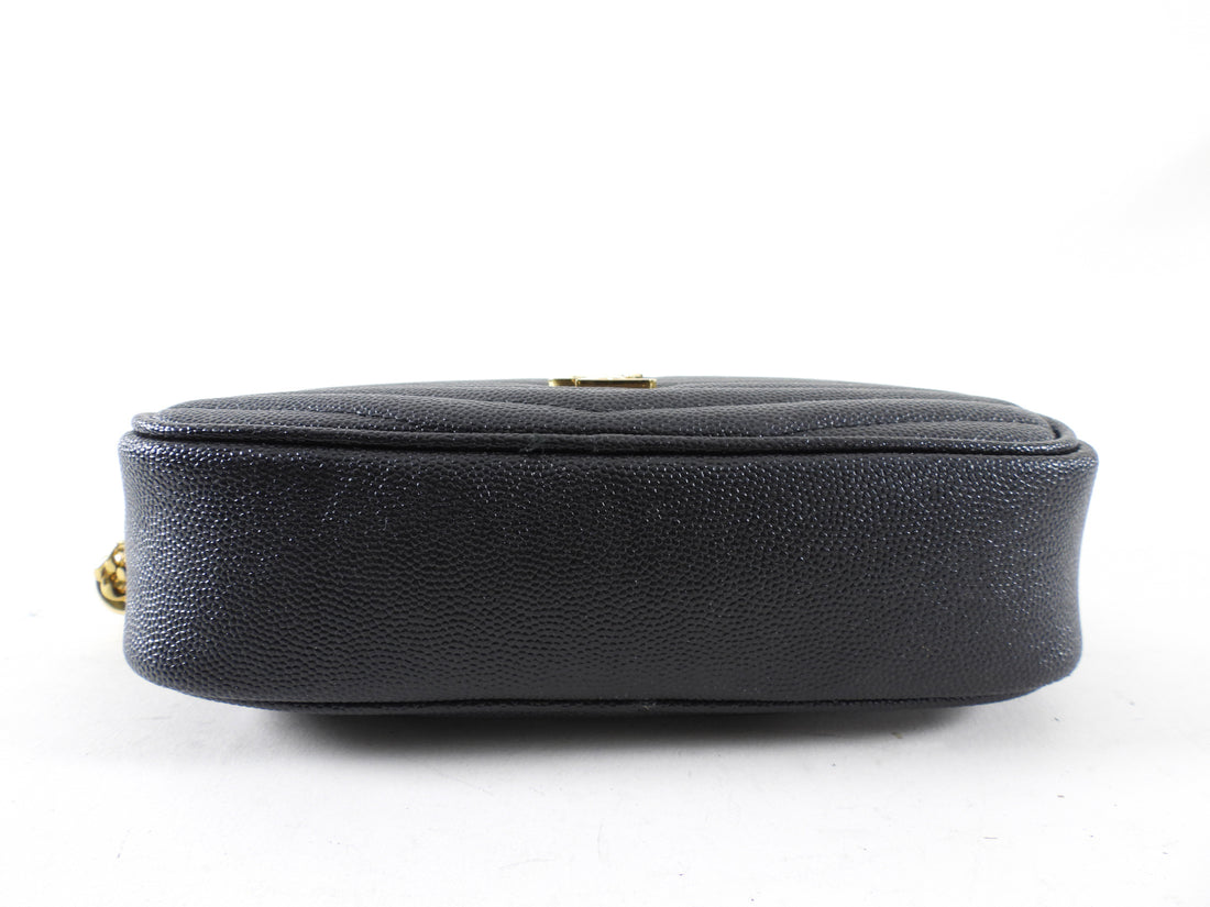 Saint Laurent Black Chevron Mini Lou Lou chain Tassel Camera Bag