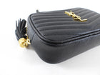 Saint Laurent Black Chevron Mini Lou Lou chain Tassel Camera Bag