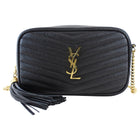 Saint Laurent Black Chevron Mini Lou Lou chain Tassel Camera Bag