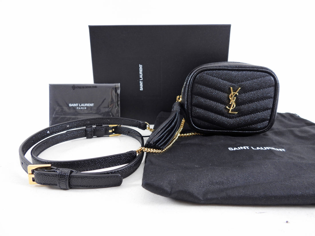 Saint Laurent Baby Lou Black Leather Mini Belt Bag