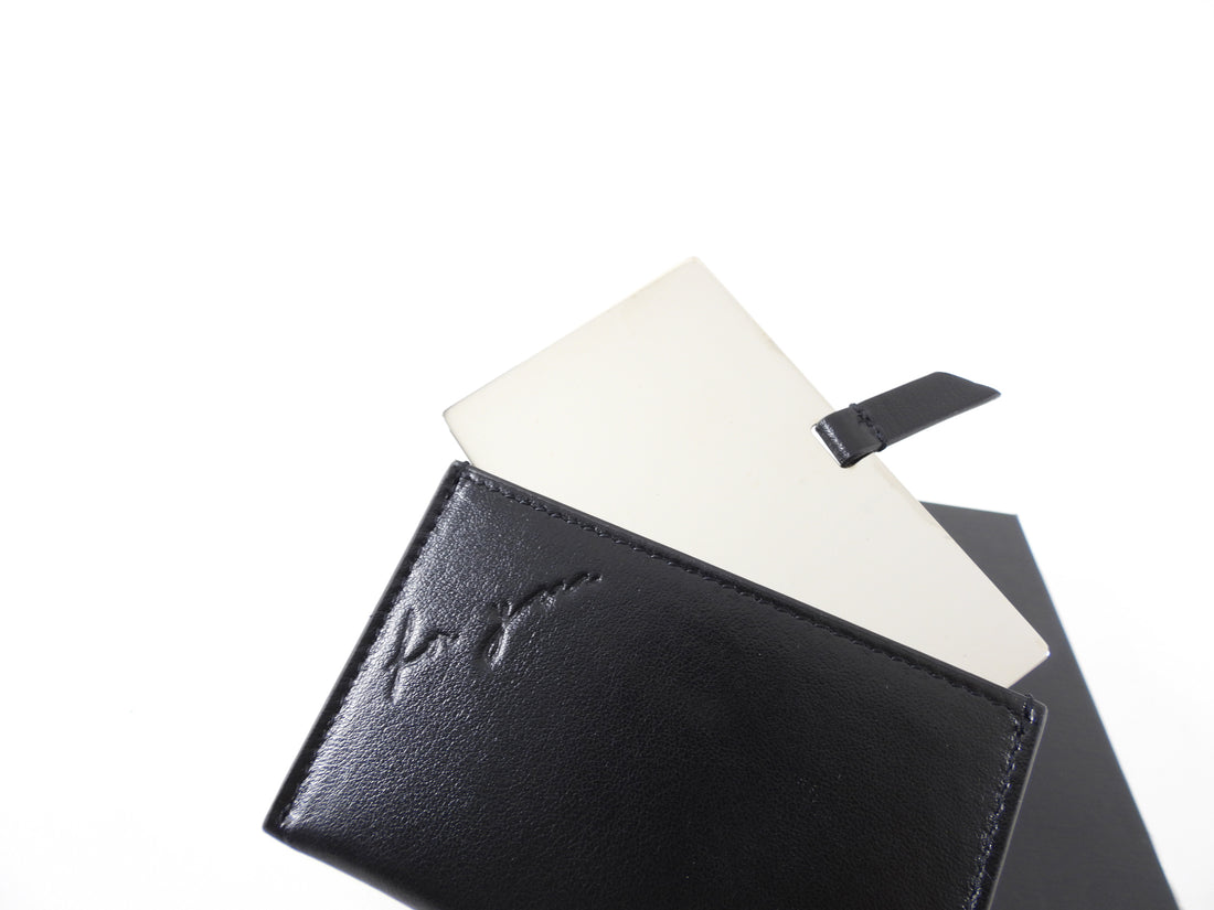 Saint Laurent Purse Mirror in Black Leather Card Holder