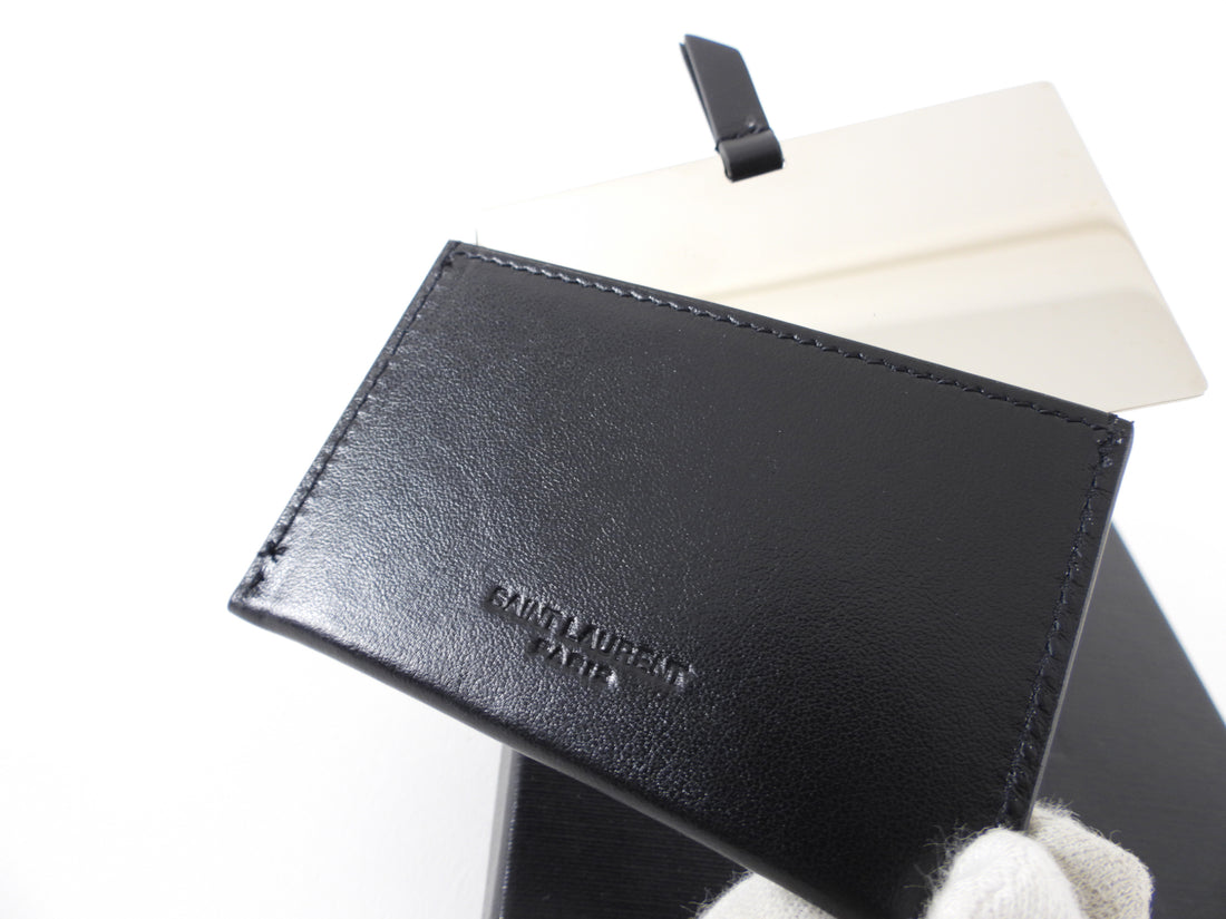 Saint Laurent Purse Mirror in Black Leather Card Holder