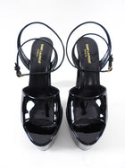 Saint Laurent Black Patent Leather Quilted Platform Sandals - 41