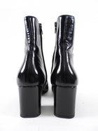 Saint Laurent Black Patent Leather Block Heel Ankle Boot - 37