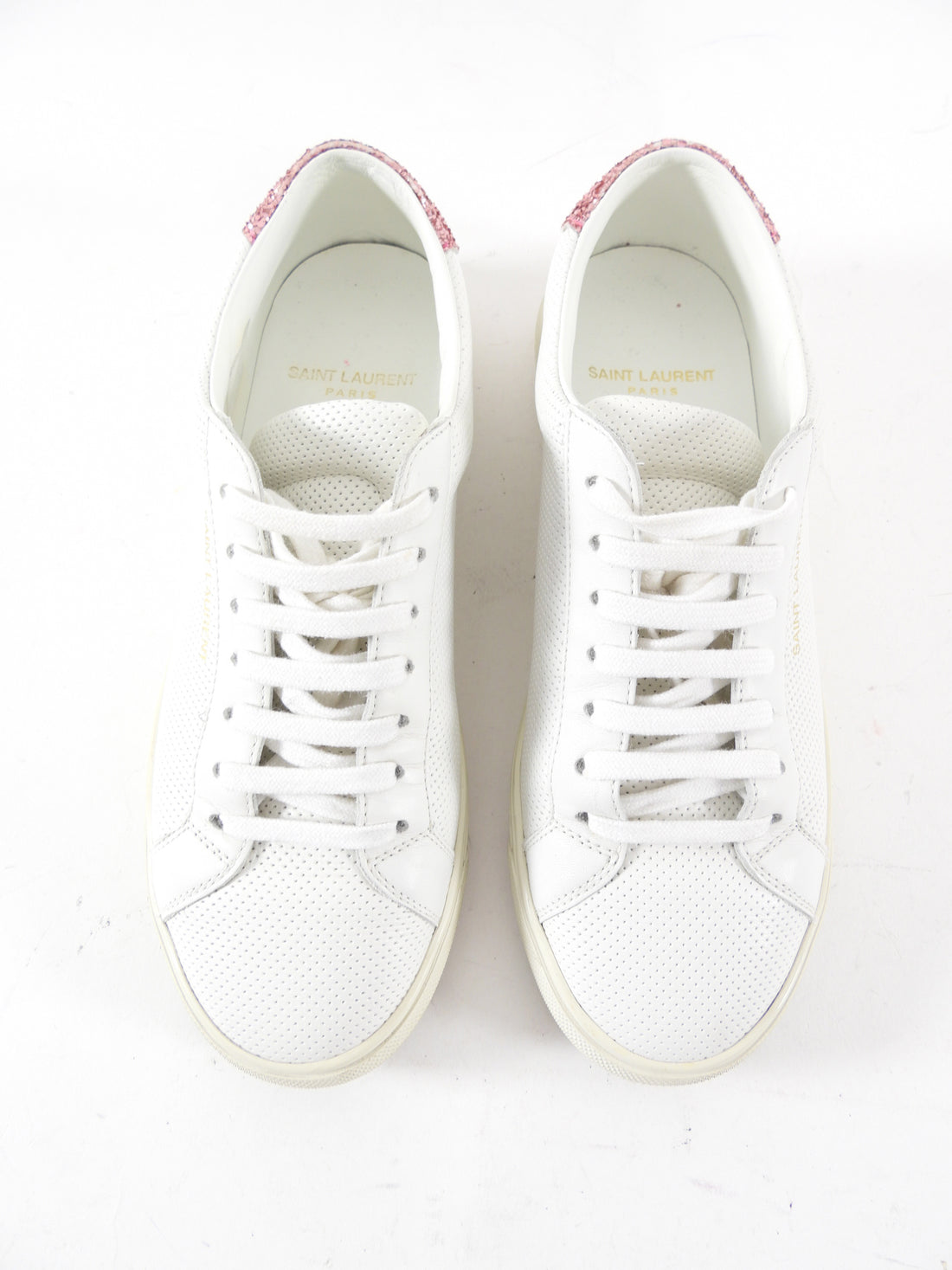 Saint Laurent White Leather Perforated Low Sneaker - 36