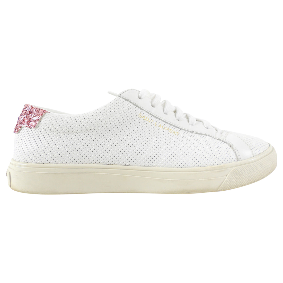 Saint Laurent White Leather Perforated Low Sneaker - 36