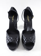 Saint Laurent Black Leather Quilted Platform Sandals - 41