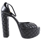 Saint Laurent Black Leather Quilted Platform Sandals - 41