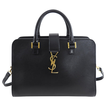 Saint Laurent Black Leather Calfskin Cabas Satchel Bag