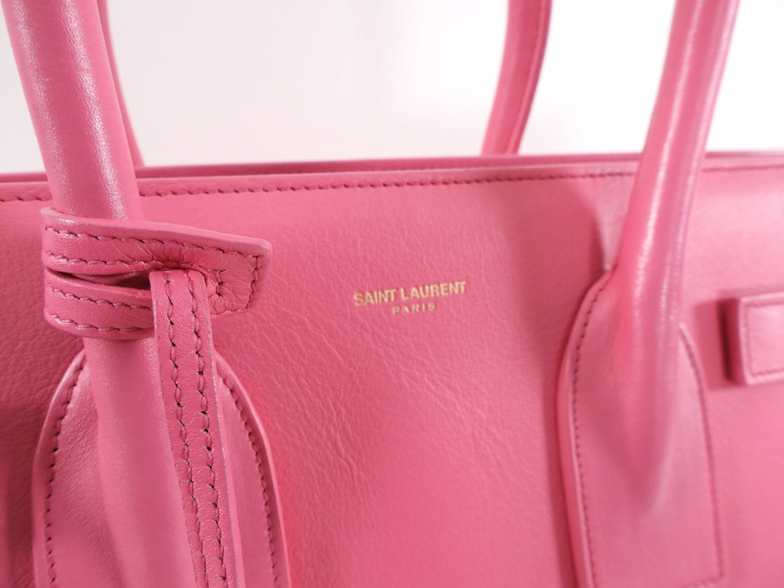 Saint Laurent Large Pink Leather Sac de Jour Bag