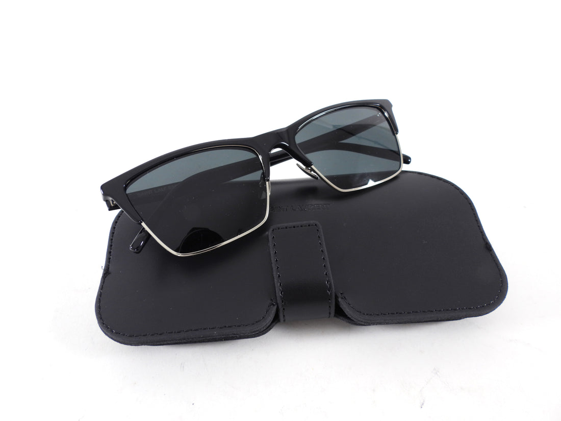 Saint Laurent 767 Sunglasses Black Rectangular