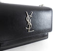 Saint Laurent Black Leather Mini Sunset Crossbody Bag