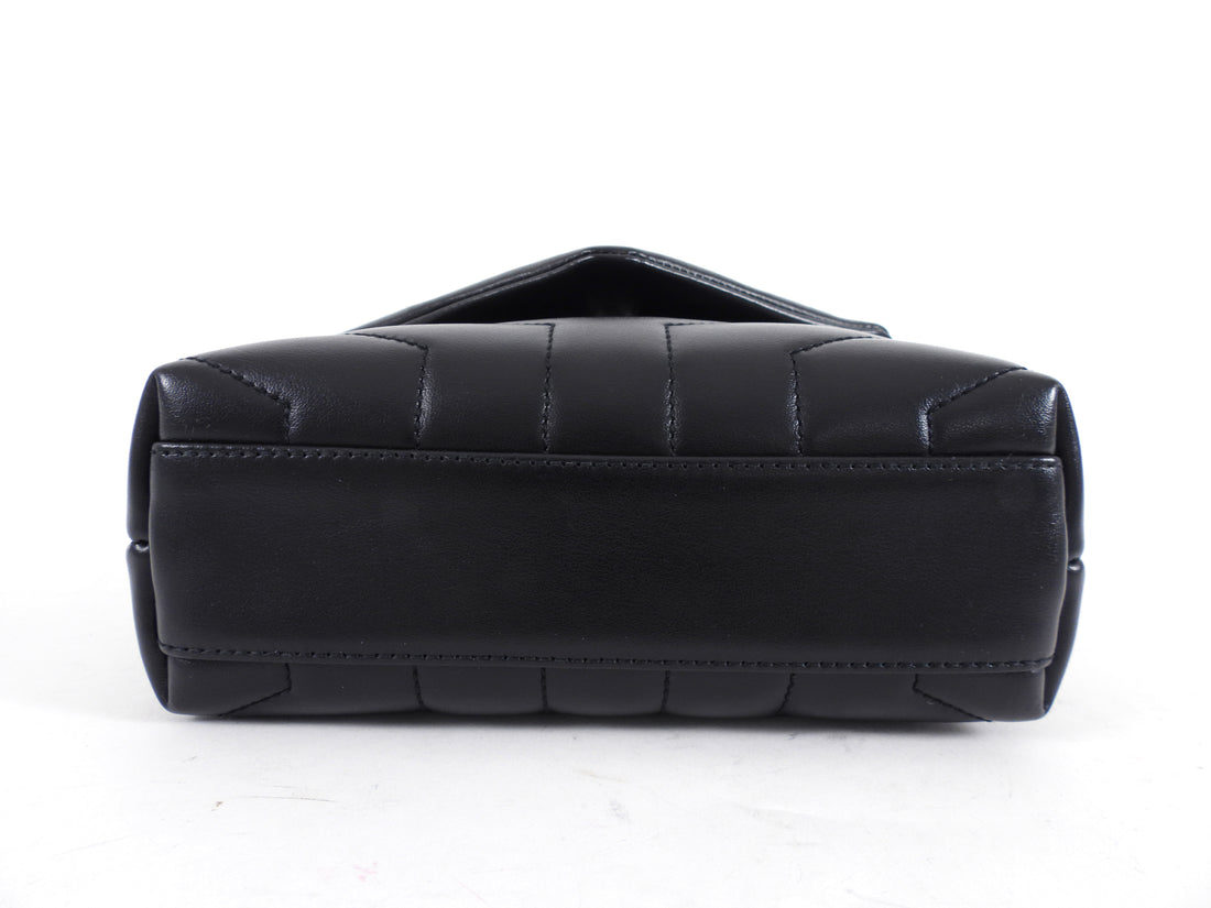 Saint Laurent Black Chevron Quilted Lambskin Toy Lou Lou Shoulder Bag BHW