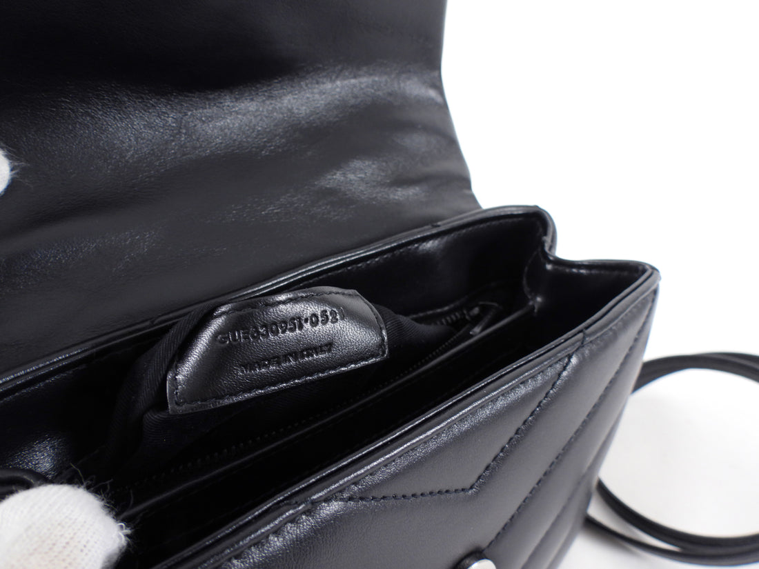 Saint Laurent Black Chevron Quilted Lambskin Toy Lou Lou Shoulder Bag BHW