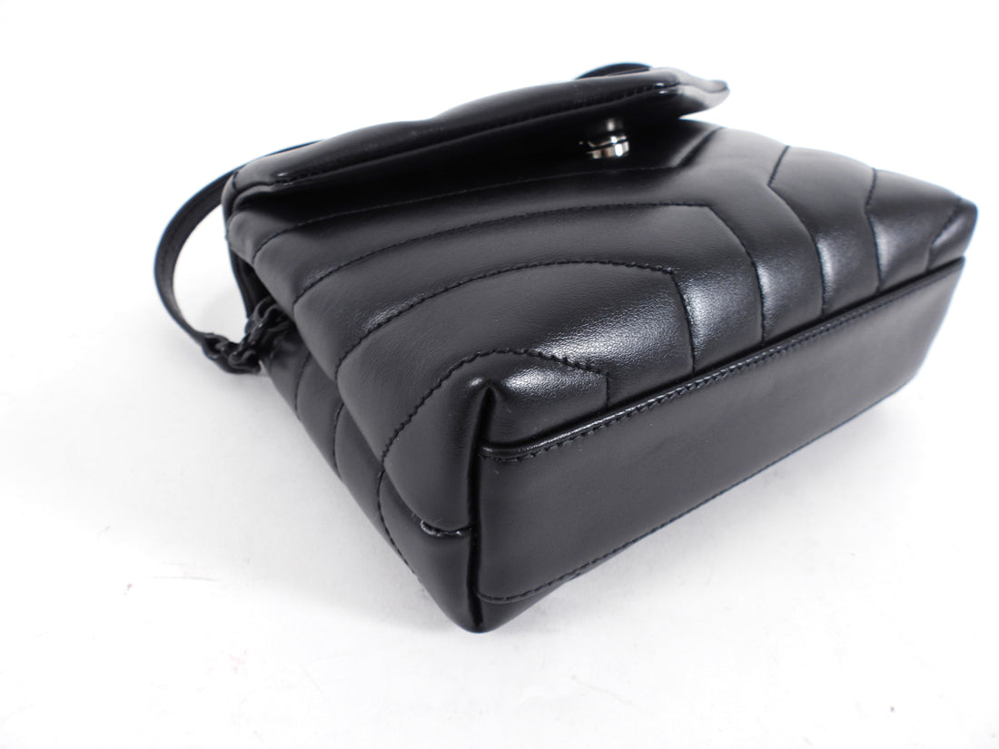 Saint Laurent Black Chevron Quilted Lambskin Toy Lou Lou Shoulder Bag BHW