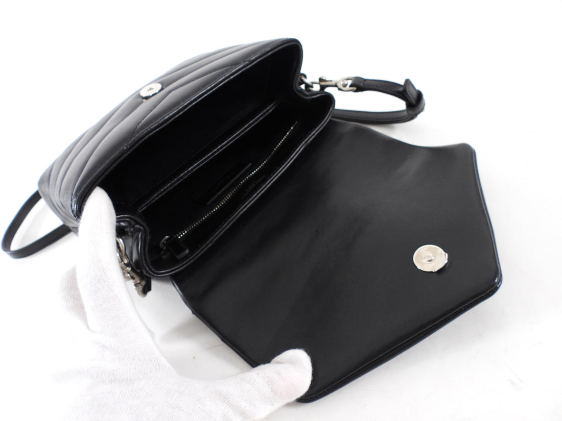 Saint Laurent Black Leather Toy Lou Lou Monogram Quilted Crossbody Bag