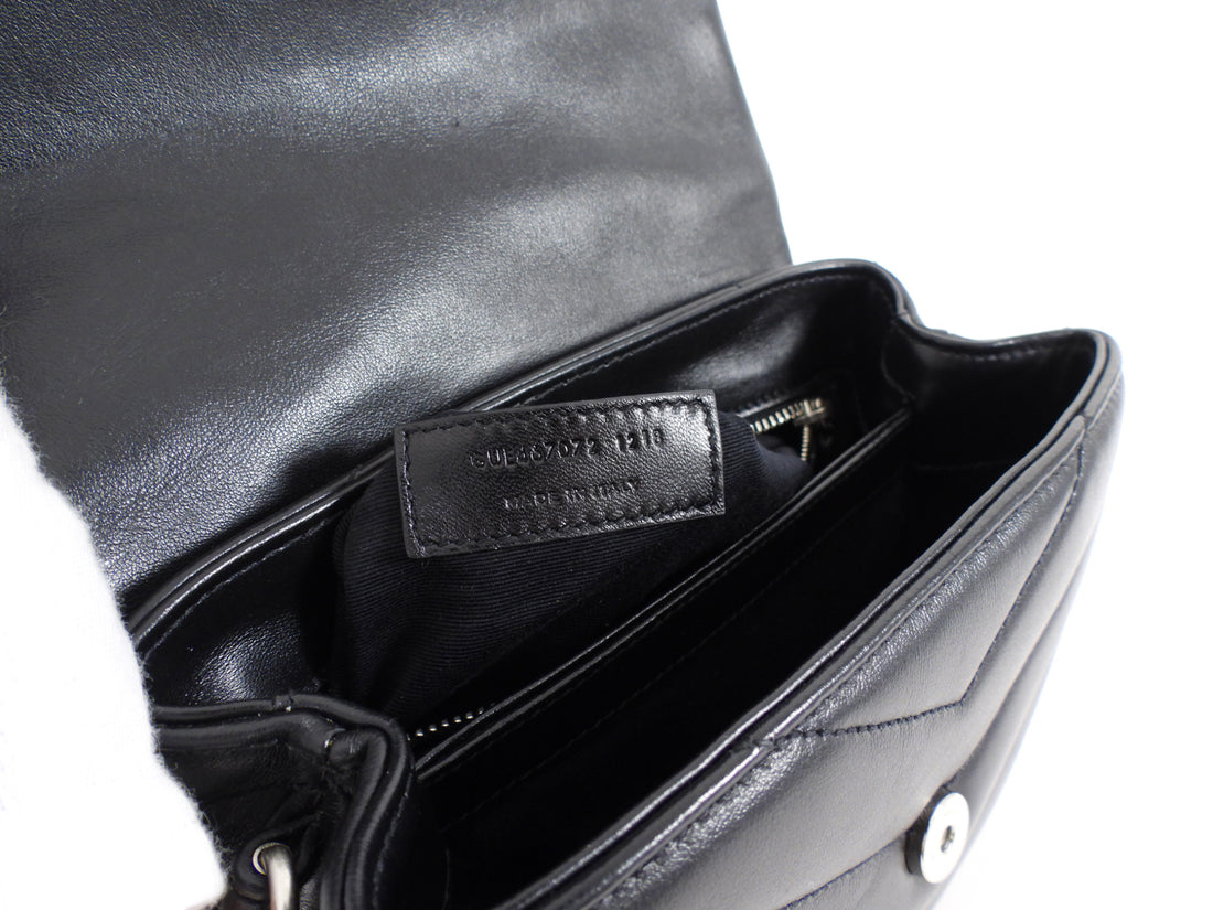 Saint Laurent Black Leather Toy Lou Lou Monogram Quilted Crossbody Bag
