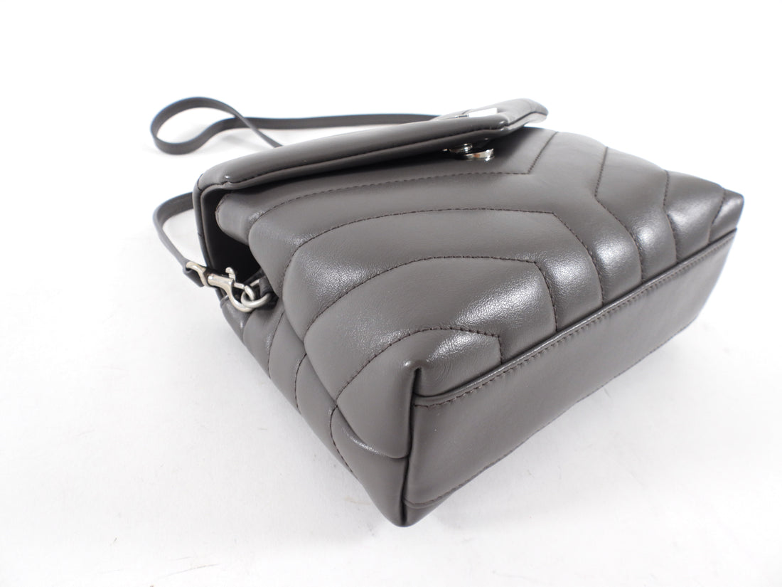 Saint Laurent Grey Leather Toy Lou Lou Monogram Quilted Crossbody Bag
