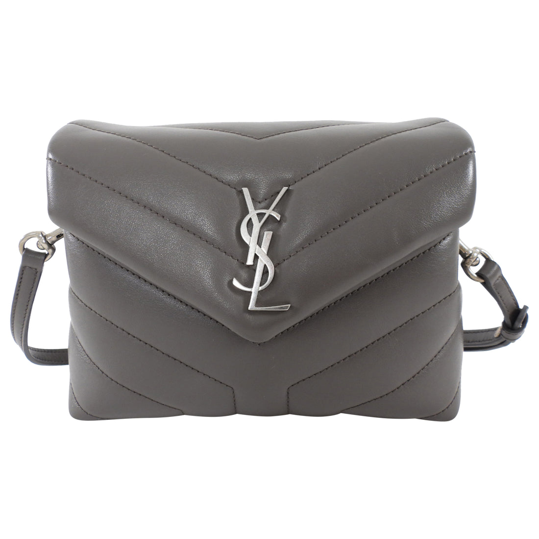 Saint Laurent Grey Leather Toy Lou Lou Monogram Quilted Crossbody Bag