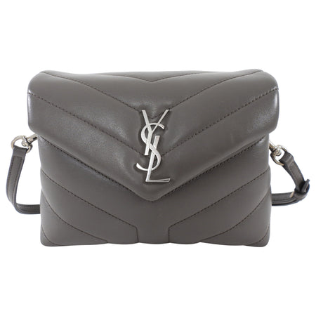 Saint Laurent Grey Leather Toy Lou Lou Monogram Quilted Crossbody Bag