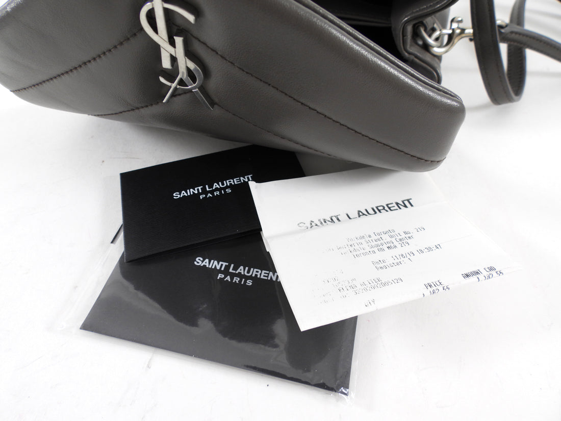 Saint Laurent Grey Leather Toy Lou Lou Monogram Quilted Crossbody Bag