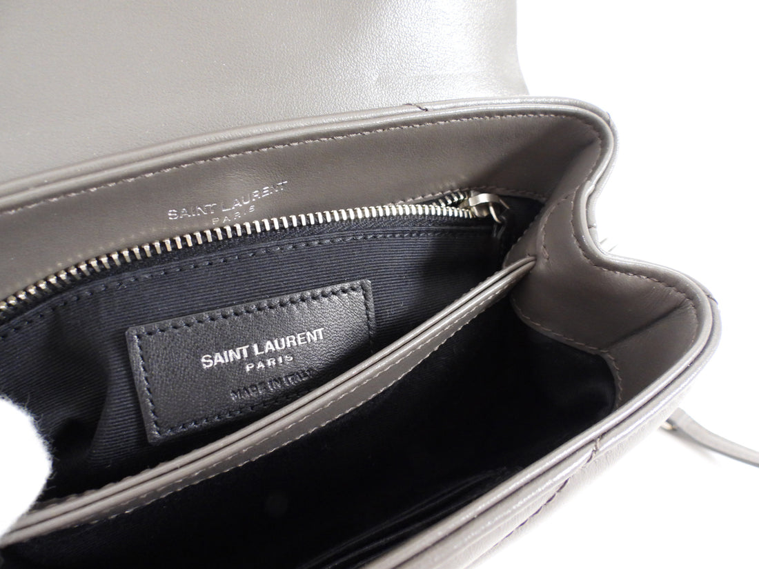 Saint Laurent Grey Leather Toy Lou Lou Monogram Quilted Crossbody Bag