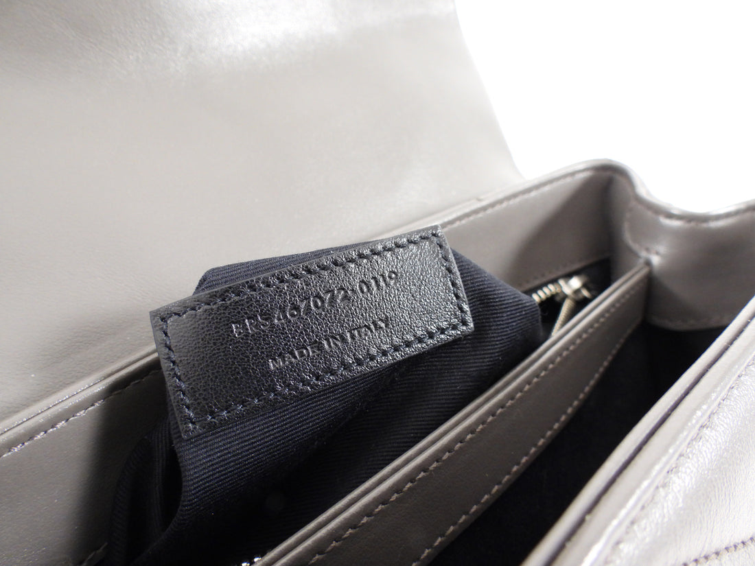 Saint Laurent Grey Leather Toy Lou Lou Monogram Quilted Crossbody Bag