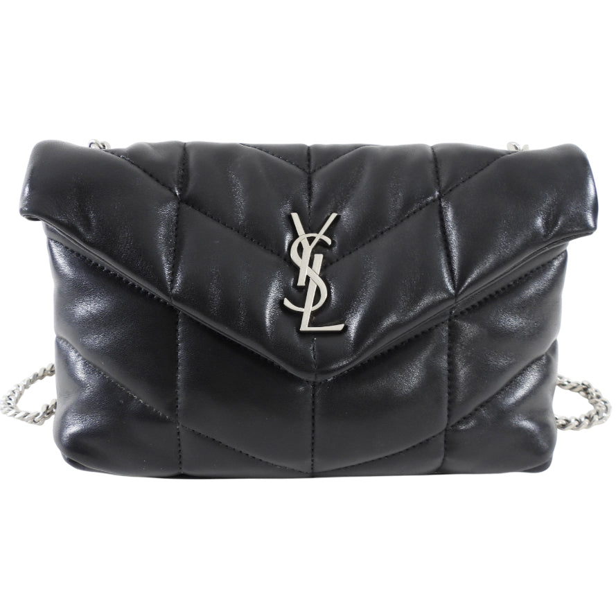 Saint Laurent Black Quilt Leather Toy Puffer Bag