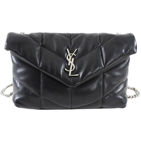 Saint Laurent Black Quilt Leather Toy Puffer Bag