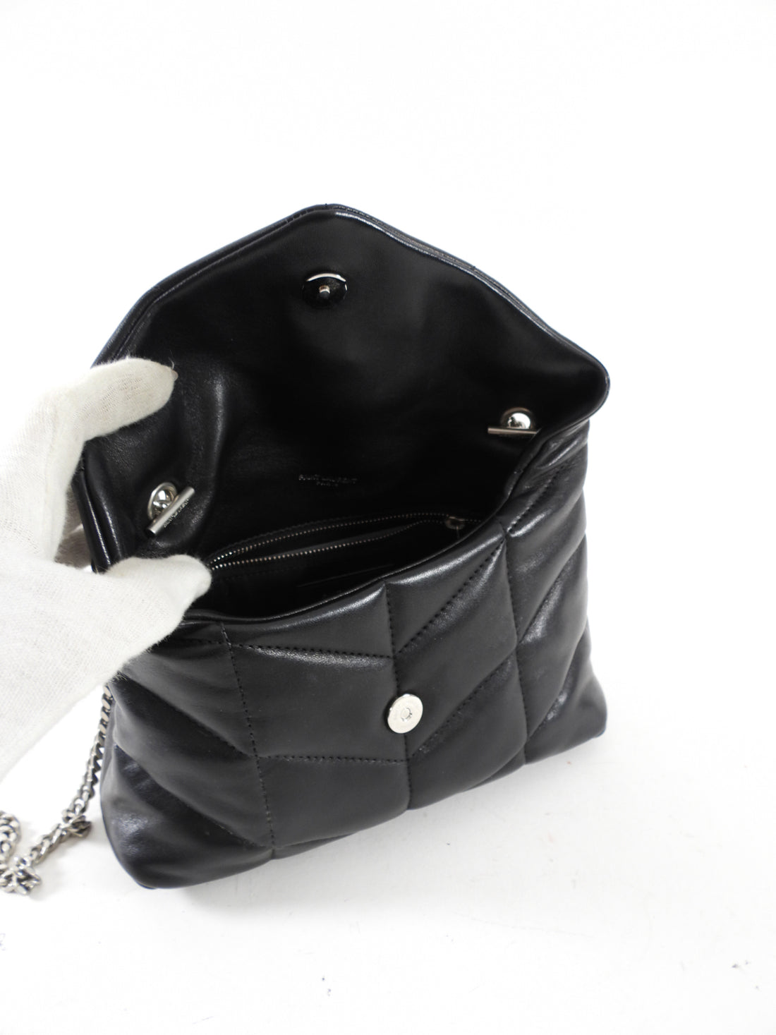 Saint Laurent Black Quilt Leather Toy Puffer Bag