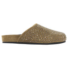 Sandro Khaki Brown Rhinestone Embellished Suede Elypsee Rhinestone-Embellished Clog Mules - 37