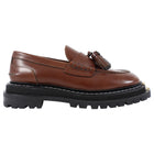 Sandro Cordovan Tassel Chunky Loafers with Metal Toe - 39